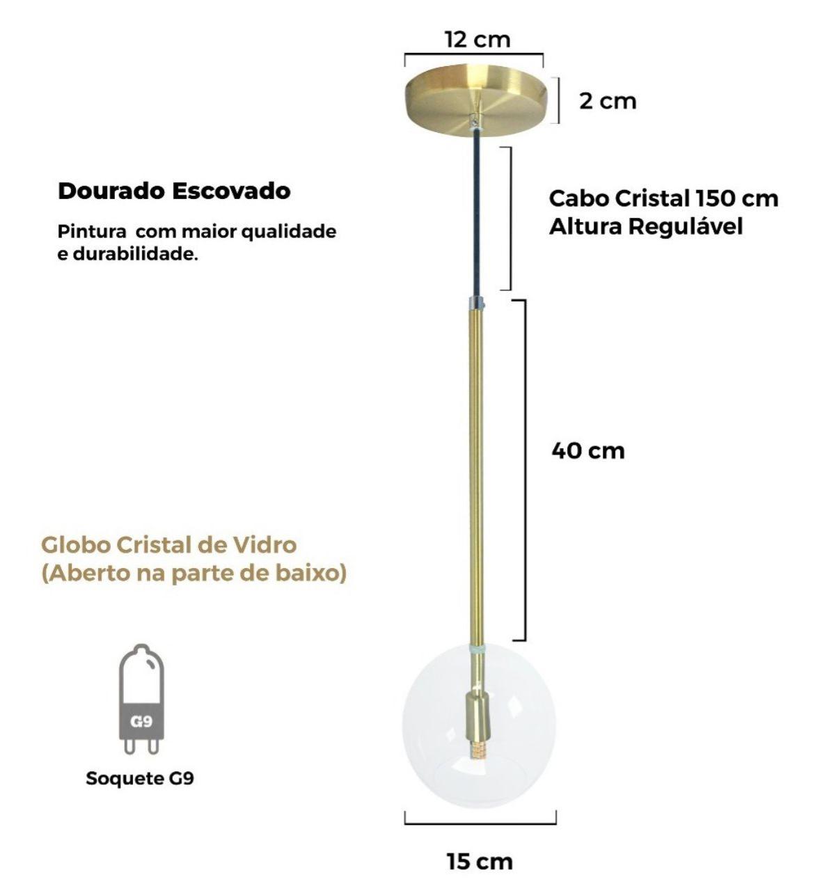 Pendente dourado em led