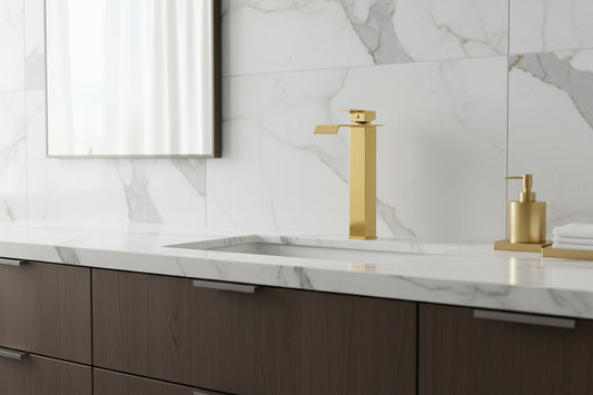 Torneira Cascata Dourada de Luxo com cabo alongado